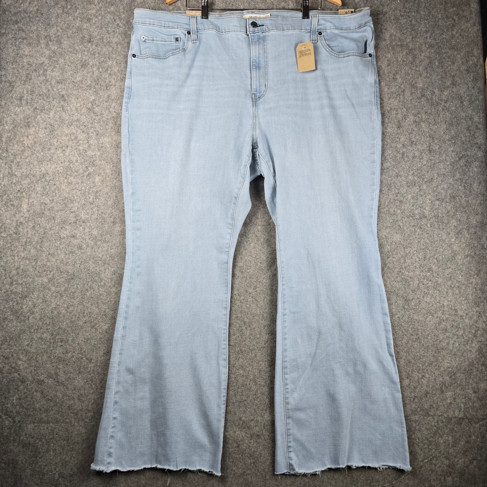 Levi's 726 Flare Jeans Womens 26W Light Blue High Rise Raw Hem Stretch Denim